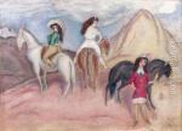 Ecuyeres Du Far West Oil Painting by Jules Pascin