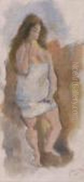 Jeune Femme En Chemise Oil Painting by Jules Pascin