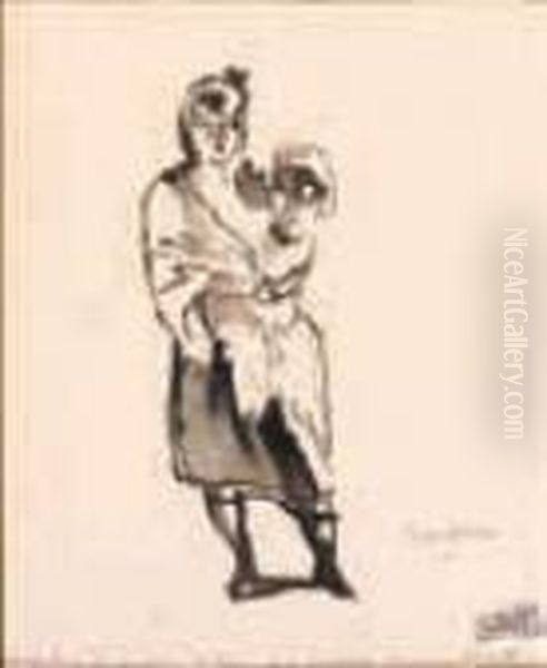 Jeune Maman Oil Painting by Jules Pascin