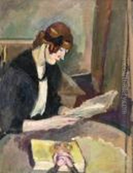 Hermine Lisant Oil Painting by Jules Pascin