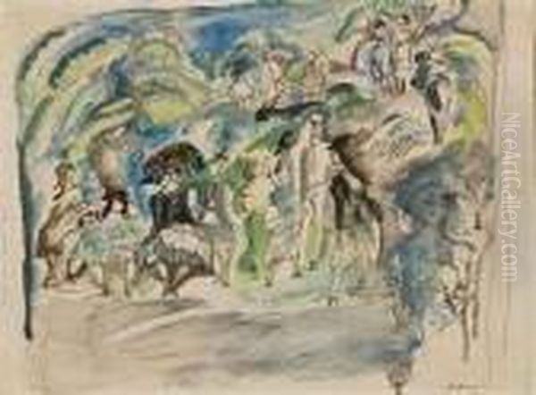 Parc A La Havanne Oil Painting by Jules Pascin