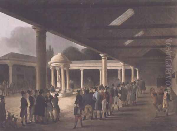 Tattersalls Horse Repository from Ackermanns Microcosm of London Oil Painting by T. Rowlandson & A.C. Pugin