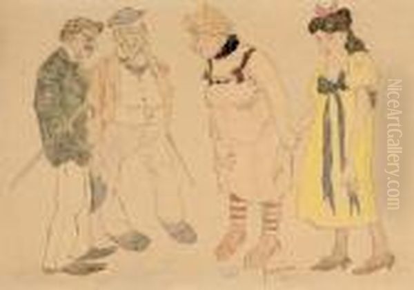 L'entremetteuse Oil Painting by Jules Pascin