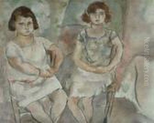 Rosette Et Nana Oil Painting by Jules Pascin