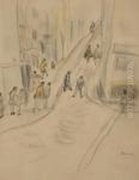 Scene De Rue Animee Oil Painting by Jules Pascin