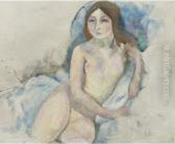 Jeune Fille Blonde Posant Oil Painting by Jules Pascin