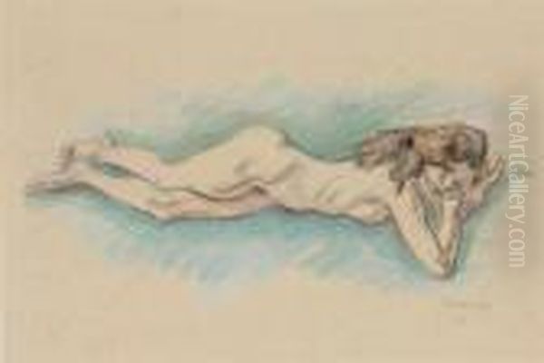 Nu Allongee Oil Painting by Jules Pascin