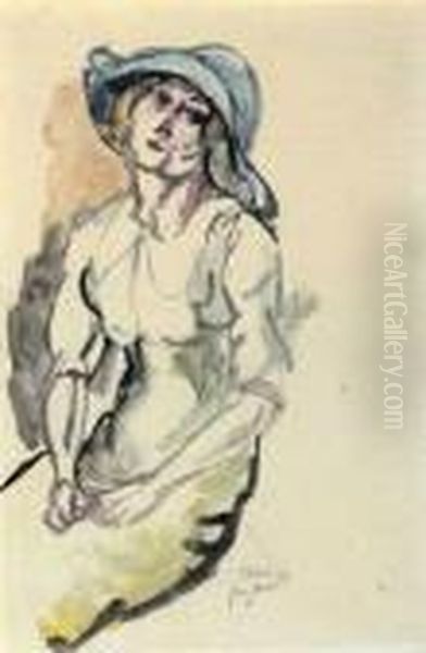 Portrait De Hermione David Oil Painting by Jules Pascin