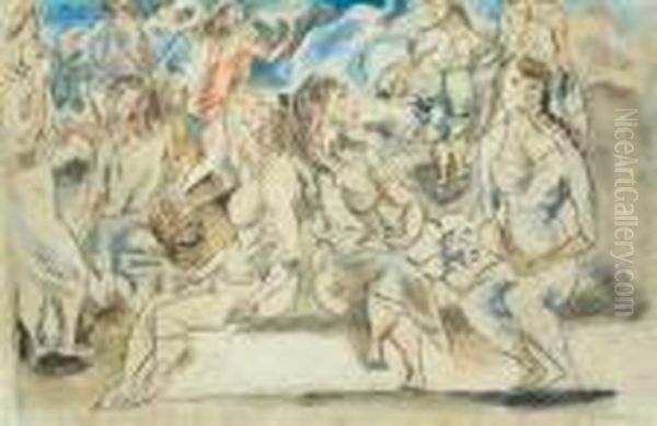 Personnages Oil Painting by Jules Pascin