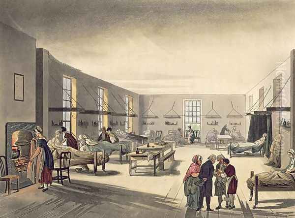 Middlesex Hospital from Ackermanns Microcosm of London Oil Painting by T. Rowlandson & A.C. Pugin