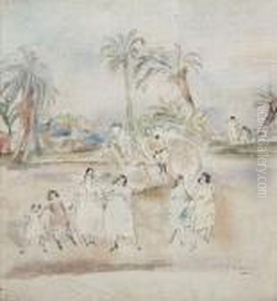 Tahitian Landscape Oil Painting by Jules Pascin