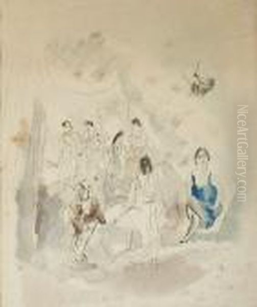 American Bar Oil Painting by Jules Pascin