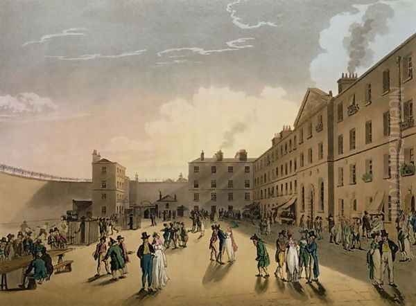 Kings Bench Prison exterior, from Ackermanns Microcosm of London Oil Painting by T. Rowlandson & A.C. Pugin