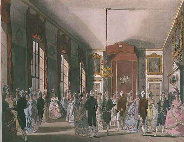 Drawing Room, St. Jamess, from Ackermanns Microcosm of London Oil Painting by T. Rowlandson & A.C. Pugin