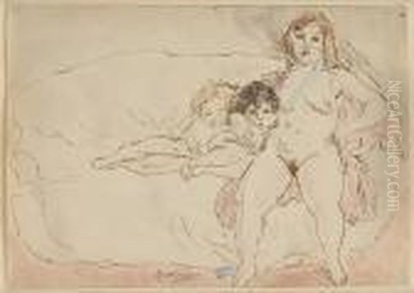 Nu Et Enfants Oil Painting by Jules Pascin