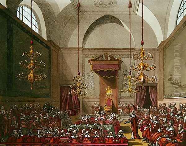 House of Lords, 1809 Oil Painting by T. Rowlandson & A.C. Pugin