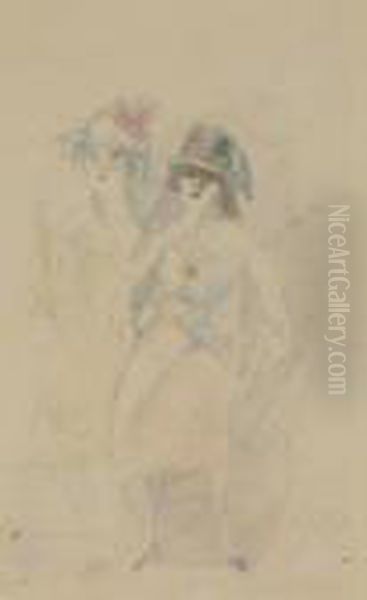 Deux Femmes Oil Painting by Jules Pascin