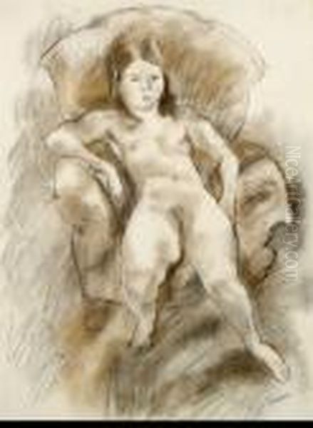 Jeune Fille Assise Au Fauteuil Oil Painting by Jules Pascin