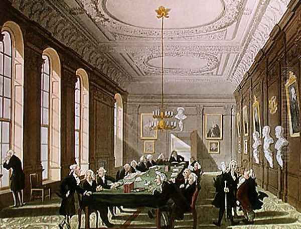 The College of Physicians, from Ackermanns Microcosm of London Oil Painting by T. Rowlandson & A.C. Pugin