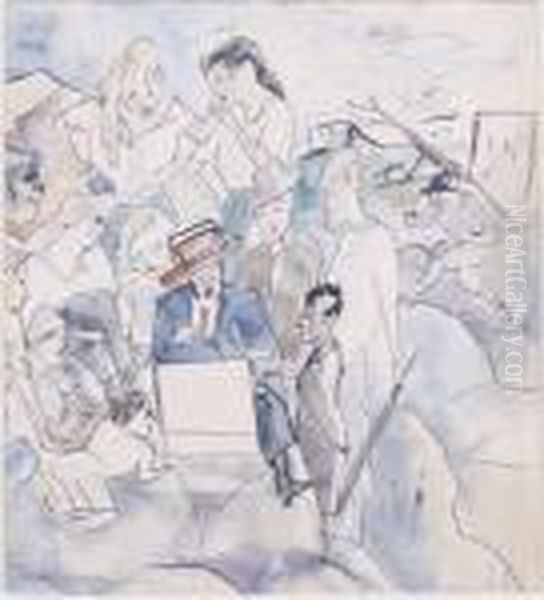 The Town Scribe Oil Painting by Jules Pascin