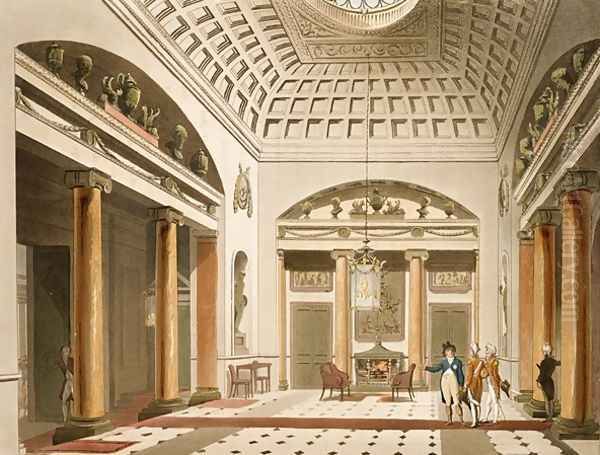 The Hall, Carlton House, from Ackermanns Microcosm of London Oil Painting by T. Rowlandson & A.C. Pugin