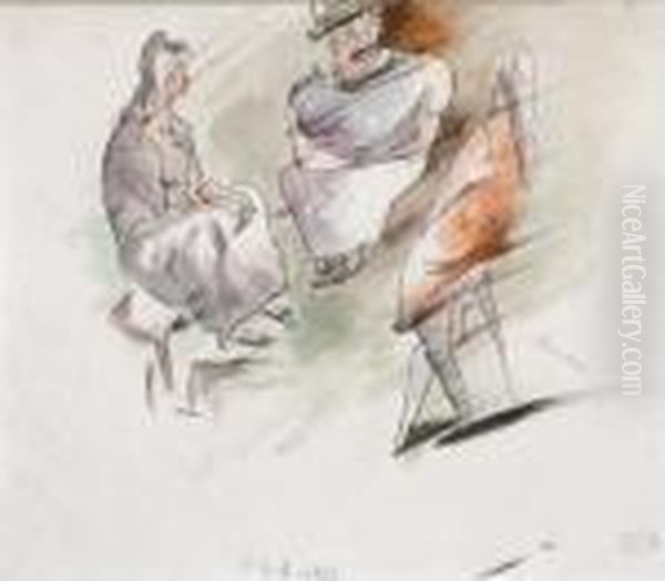 Conversation. Oil Painting by Jules Pascin