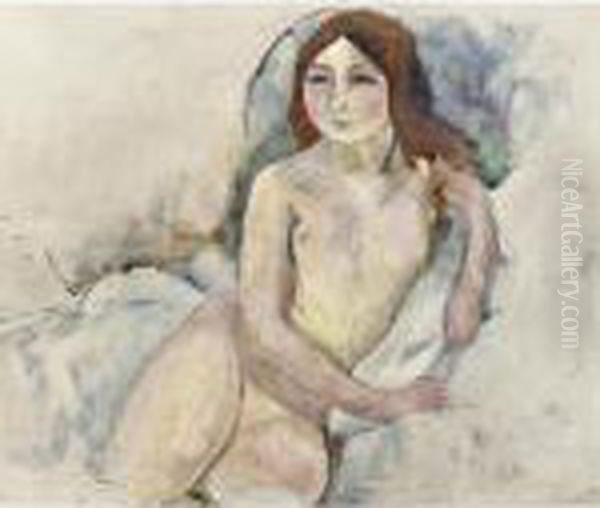 Nu Assis Oil Painting by Jules Pascin