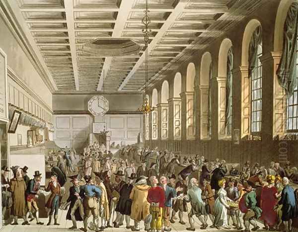 Customs House, The Long Room, from Ackermanns Microcosm of London Oil Painting by T. Rowlandson & A.C. Pugin