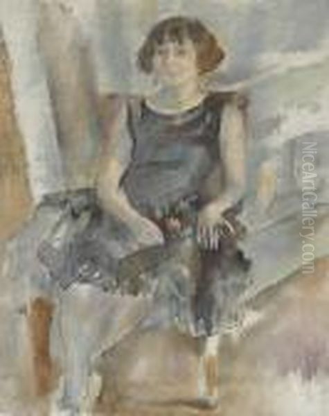 Brunette Oil Painting by Jules Pascin