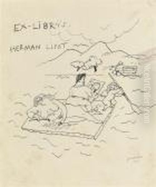 Design For Ex-libris Plate For Herman Lipot Oil Painting by Jules Pascin