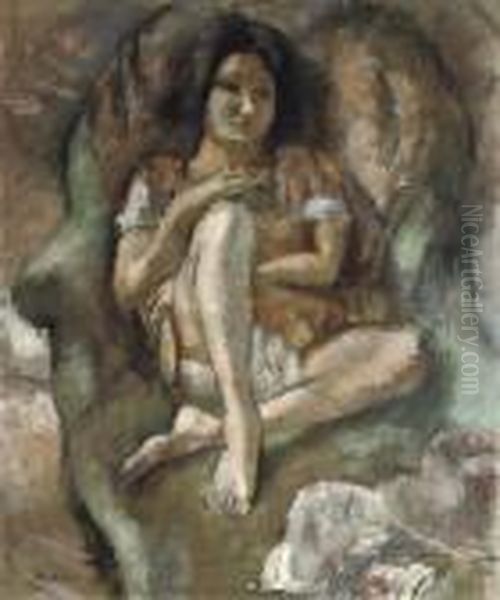 Jeune Fille Au Fauteuil Oil Painting by Jules Pascin