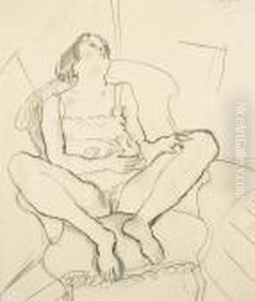 Nu Au Fauteuil Oil Painting by Jules Pascin