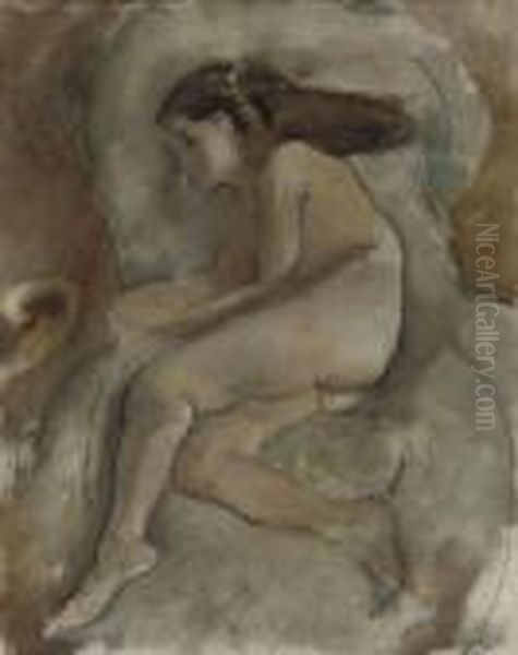 Nu Sur Un Fauteuil Oil Painting by Jules Pascin