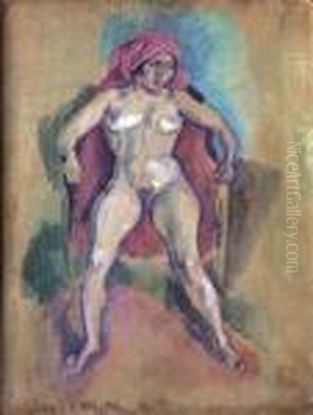 Nu Assis Oil Painting by Jules Pascin