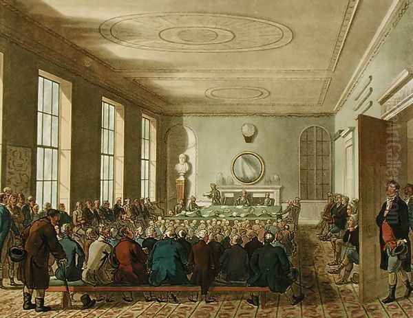 Society of Agriculture, from Ackermanns Microcosm of London', engraved by Joseph Constantine Stadler fl.1780-1812, 1809 Oil Painting by T. Rowlandson & A.C. Pugin