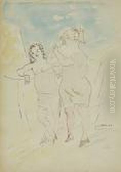 Judith Et Manon Oil Painting by Jules Pascin