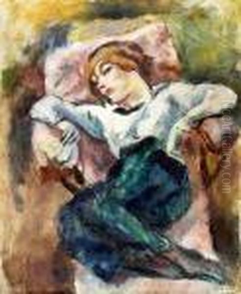 Hermine Reposant Oil Painting by Jules Pascin