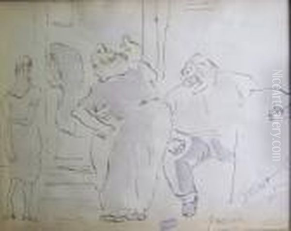 Scene De Maison Close Oil Painting by Jules Pascin