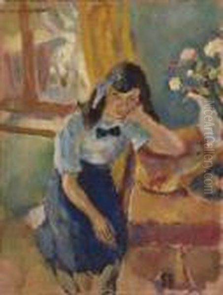 Jeune Fille Accoudee; La Reveuse Oil Painting by Jules Pascin