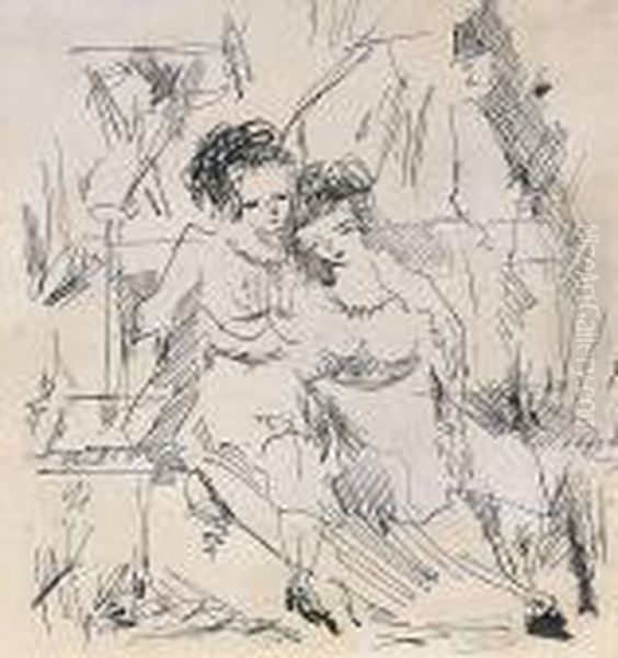 Les Deux Amies Oil Painting by Jules Pascin