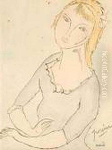 Jeune Fille Rousse Au Ruban. Oil Painting by Jules Pascin