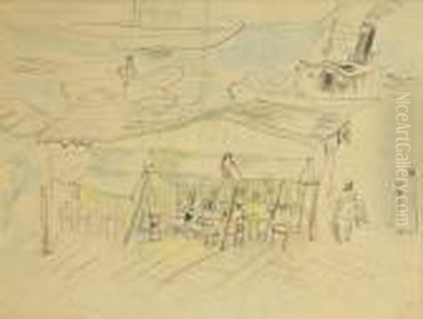 Les Marchands Sur Le Port Oil Painting by Jules Pascin