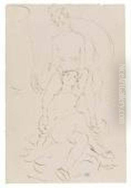 Two Female Nudes Oil Painting by Jules Pascin