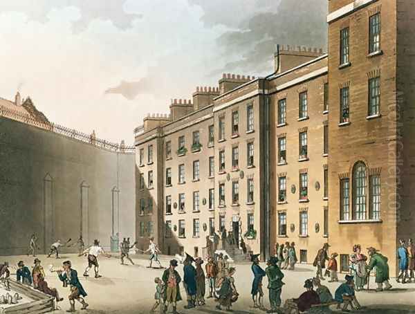 The Fleet Prison from Ackermanns Microcosm of London, Volume II, 1809 Oil Painting by T. Rowlandson & A.C. Pugin