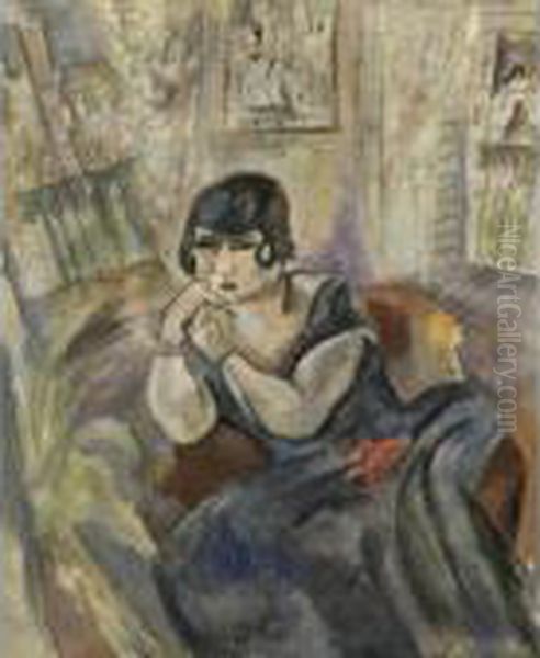 Portrait De Madame Andre Salmon Oil Painting by Jules Pascin