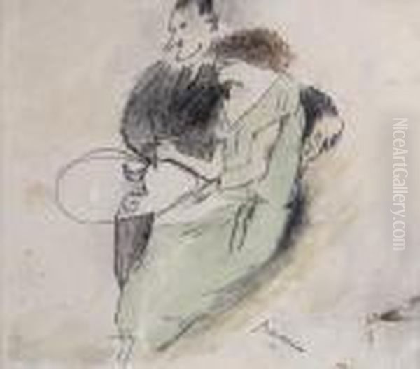 In A Coffee Shop Oil Painting by Jules Pascin