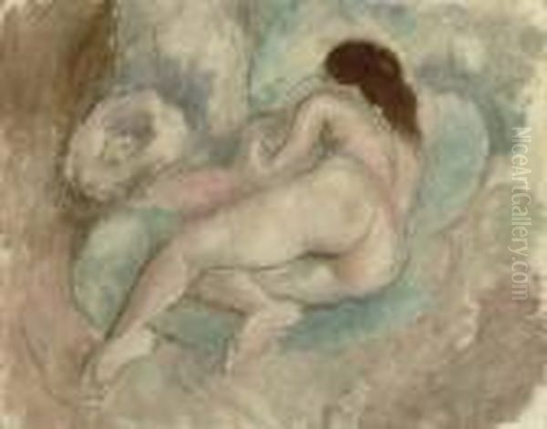 Femme Nue Allongee Oil Painting by Jules Pascin