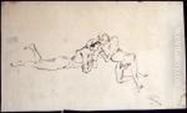 Couple Couche Oil Painting by Jules Pascin