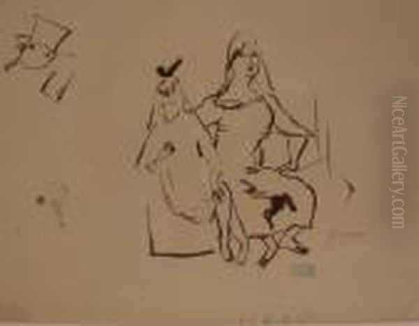 Deux Jeunes Filles Assises Oil Painting by Jules Pascin