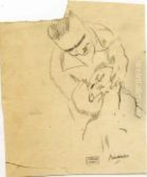 Massage Du Visage Oil Painting by Jules Pascin